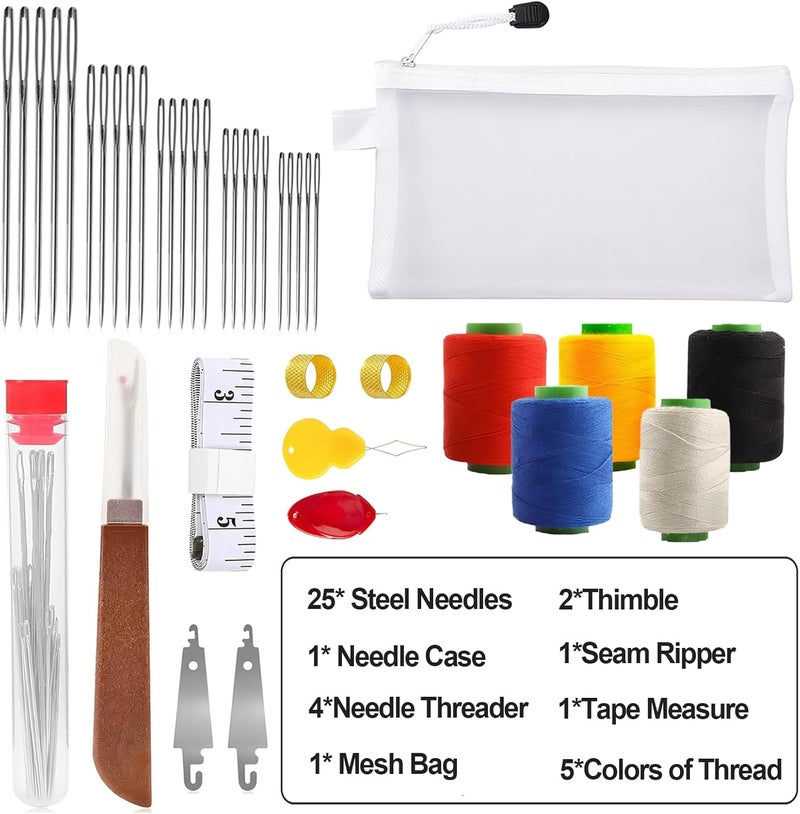 CAJECT 40PCS Big Eye Steel Needles Set with Storage Bag, All-in-One Hand Sewing Kit with Case, Steel Embroidery Needles & Threaders for Embroidery, Cross Stitch, Fabric Mending & Clothing Repair - Image 3
